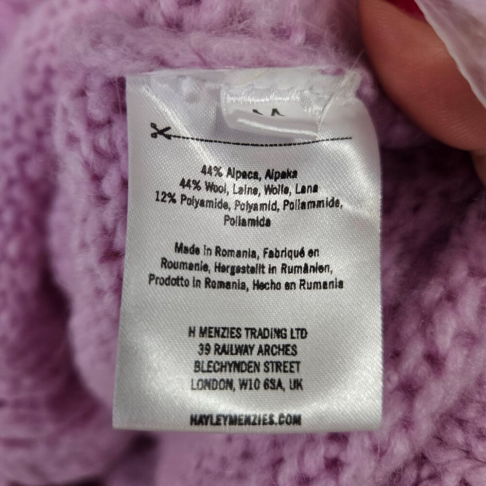 SOLD Hayley Menzies Gloria Alpaca Bubble-Knit Long Cardigan Sz M Lilac - Picture 8 of 11